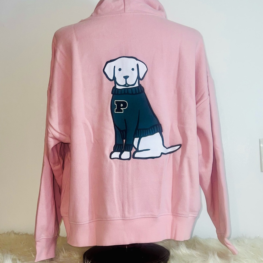 VS Pink Dog Hoodie with Dog Graphic Design Large NWT